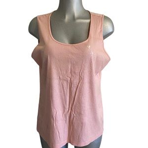 Dana Buchman Sequined Pink Tank Top Barbie Barbiecore Casual Femenine Scoop Neck